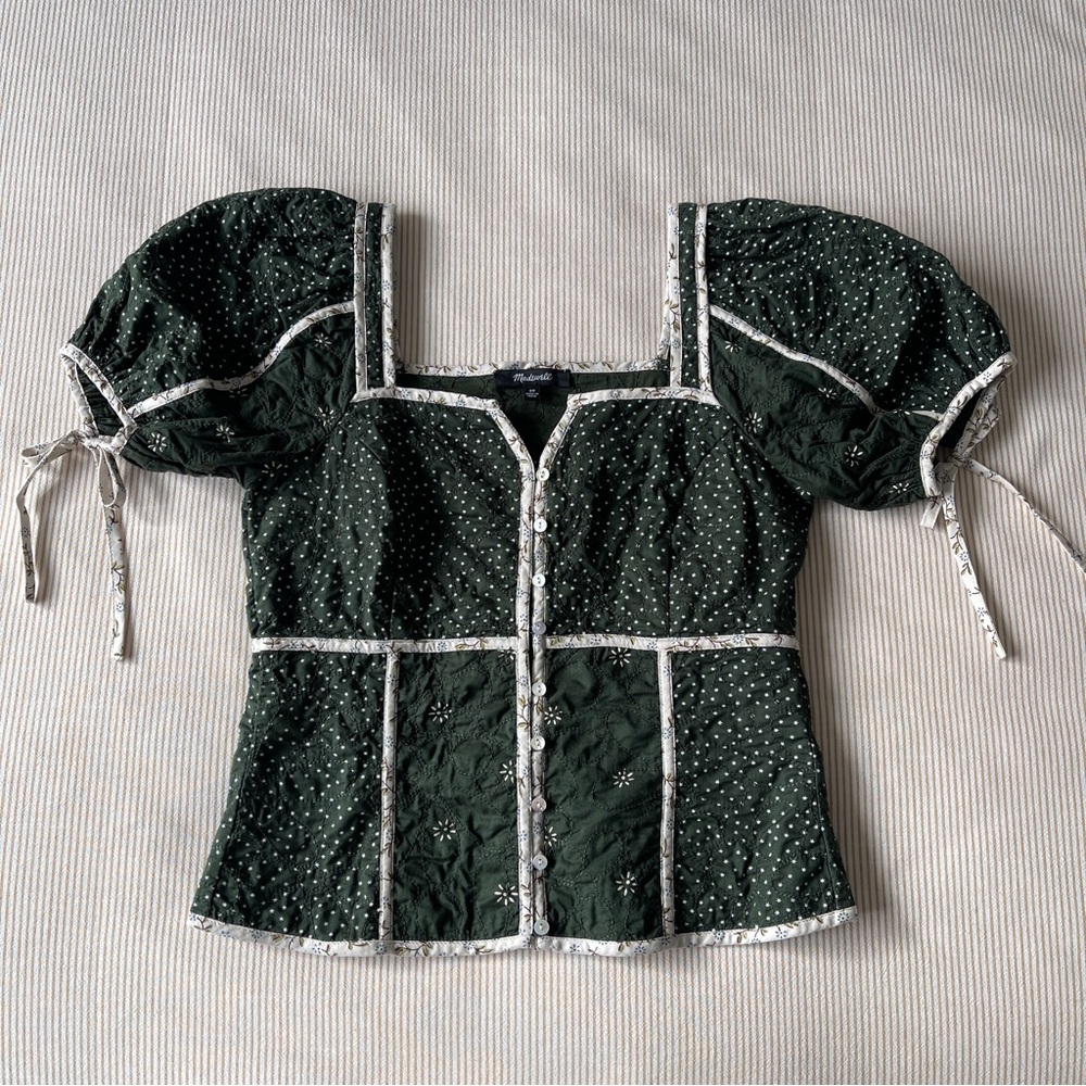 Madewell Patchwork Puff-Sleeve Top - image 7